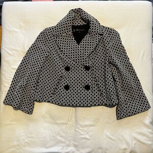 Anne Klein Black and White Patterned Pea Coat